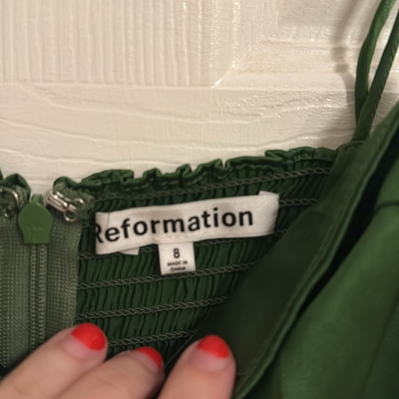 Marguerite silk dress — reformation — palm green — size 8 - Picture 9 of 13